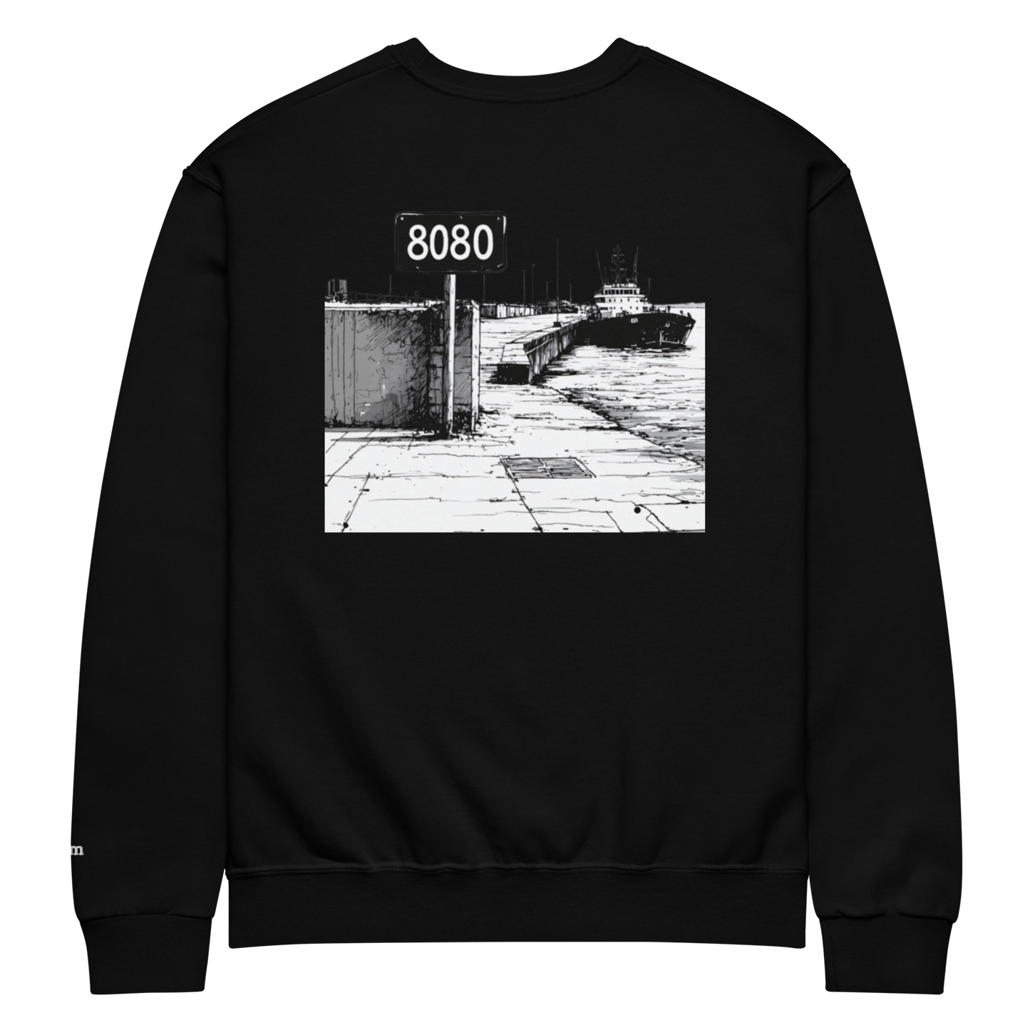 Black P2M Crewneck -Doc 8080 Design