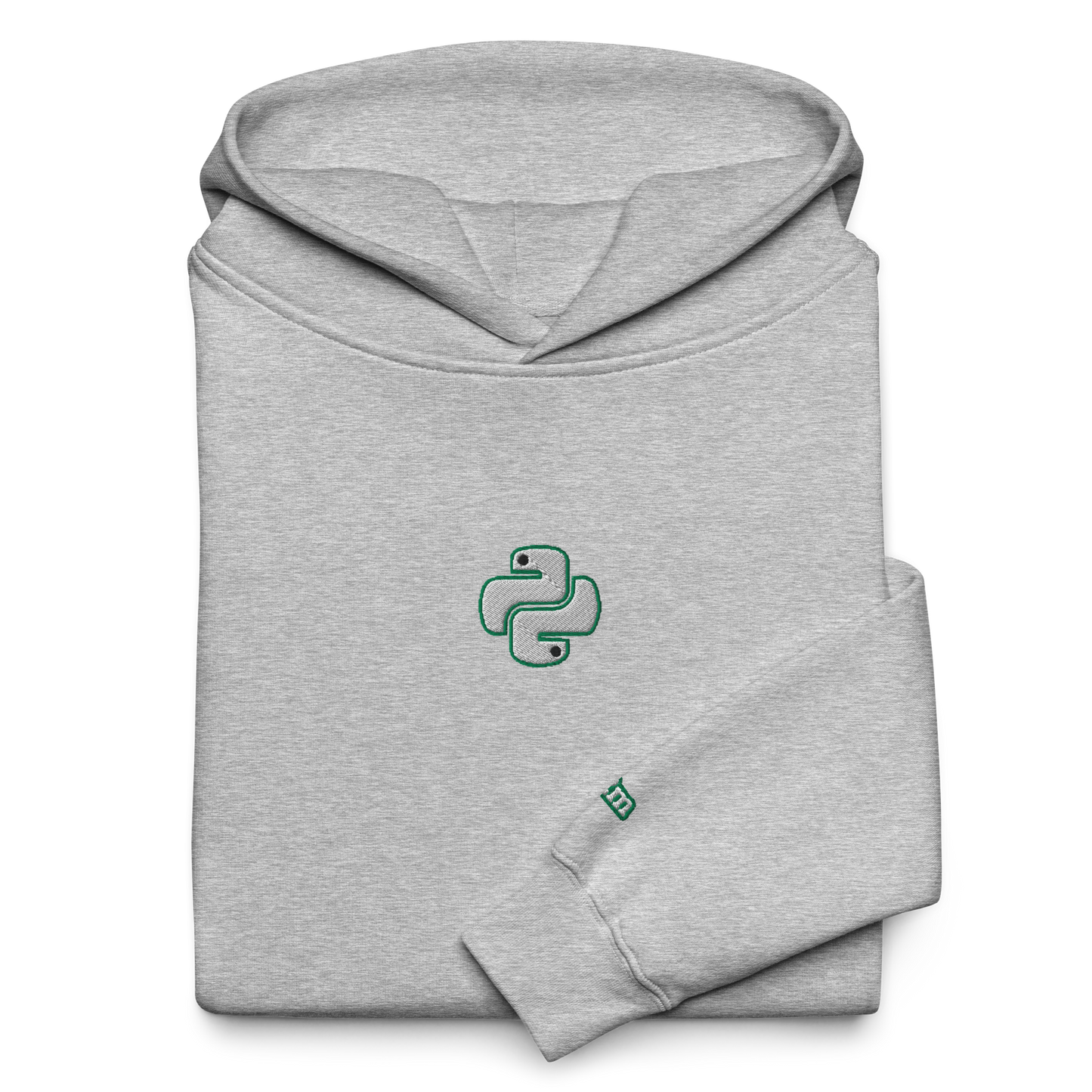 Grey P2M Hoodie -Outline Forest Green/Python Design