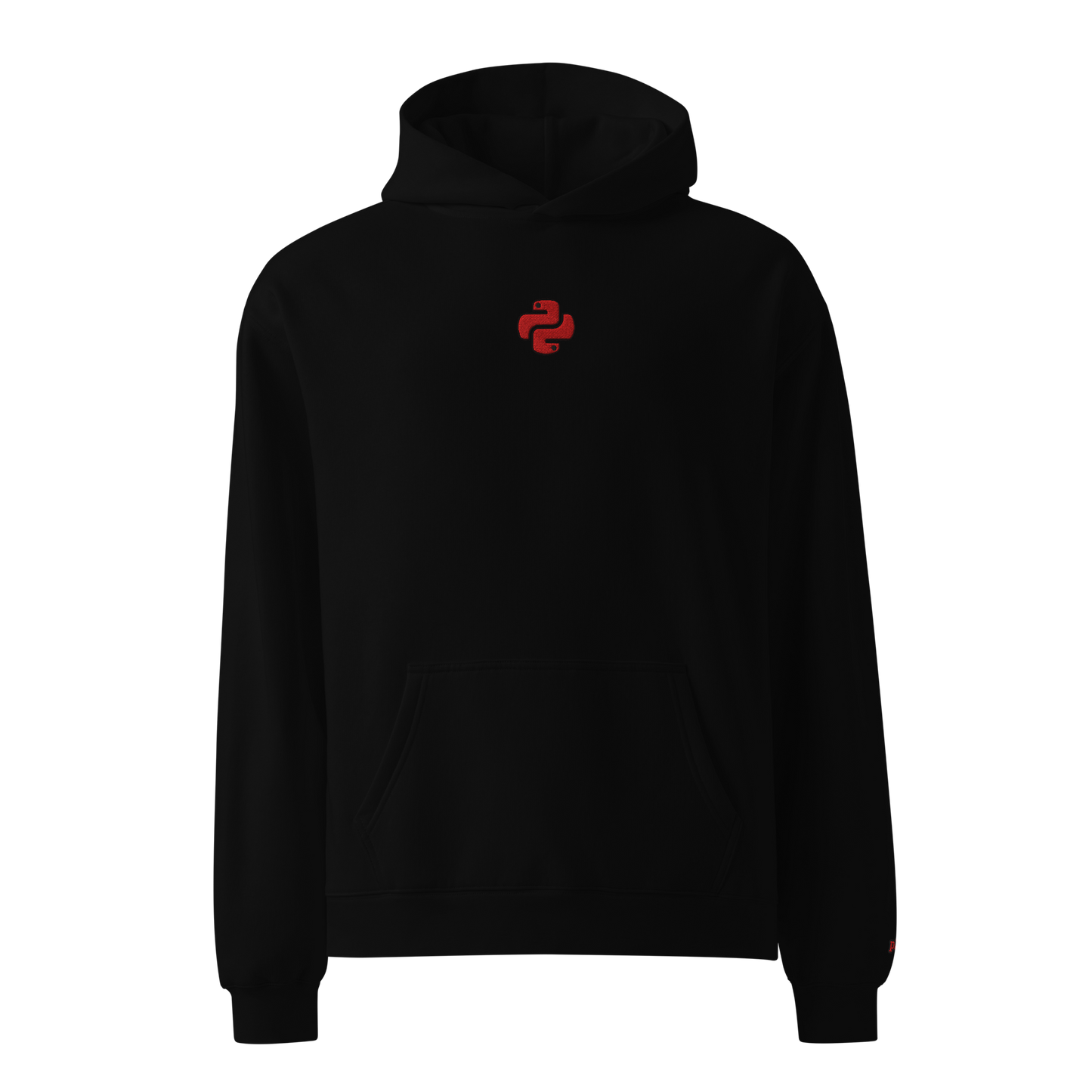 Black P2M Hoodie -Solid Red/Python Design