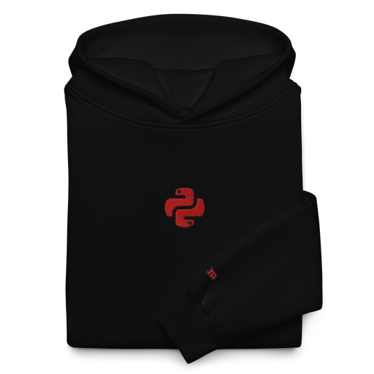 Black P2M Hoodie -Solid Red/Python Design